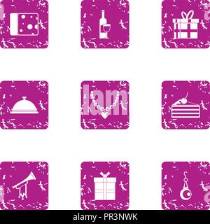 Costly icons set, grunge style Stock Vector