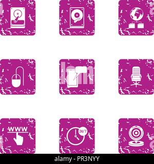 Fact icons set, grunge style Stock Vector
