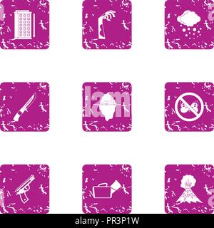 Harassment icons set, grunge style Stock Vector
