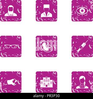 Childbearing icons set, grunge style Stock Vector