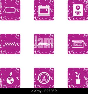 Cab icons set, grunge style Stock Vector