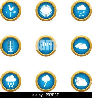 Giddy icons set, flat style Stock Vector