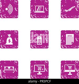 Shopping online icons set, grunge style Stock Vector