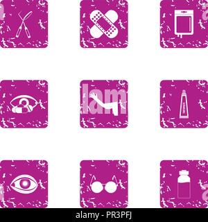Bandage icons set, grunge style Stock Vector