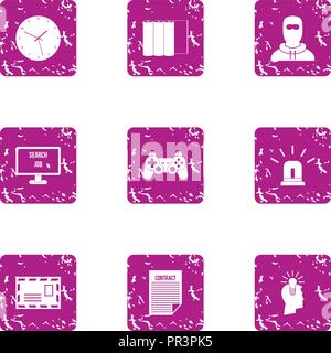 Bright idea icons set, grunge style Stock Vector