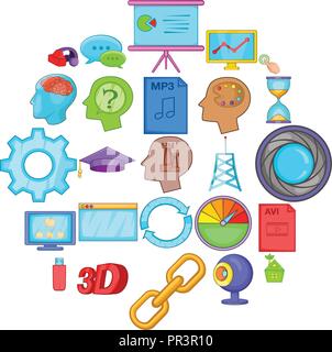Progress icons set, cartoon style Stock Vector