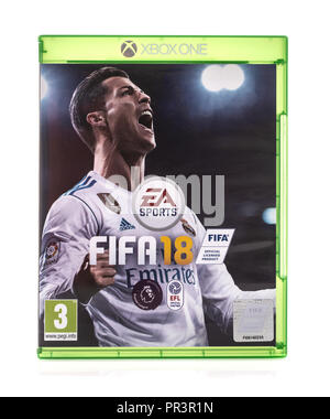 SWINDON, UK - SEPTEMBER 28, 2019: FIFA 2018 by EA Sports for the XBox one console Stock Photo