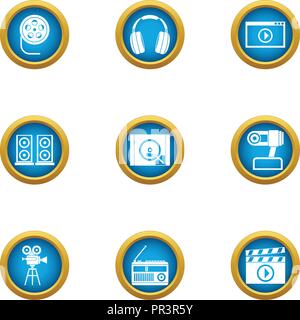 Still picture icons set, flat style Stock Vector