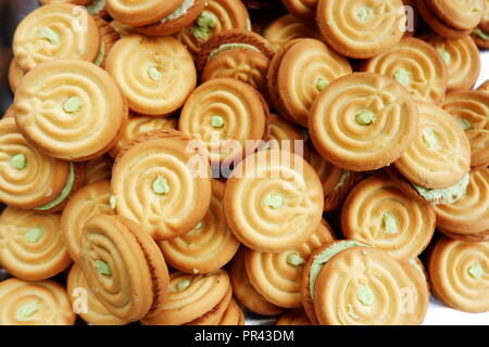 Round salted cracker cookies Stock Photo