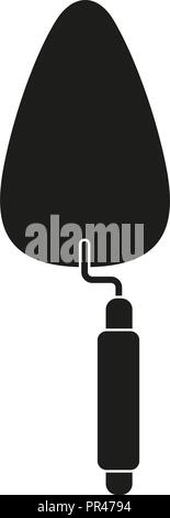 Black and white trowel top view silhouette. Stock Vector