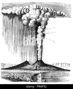 Vesuvius in full activity (eruption in October 1822), anonym  1893 Stock Photo