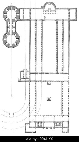 Floor plan of the ancient St. Peter's in Rome, anonym  1870 Stock Photo