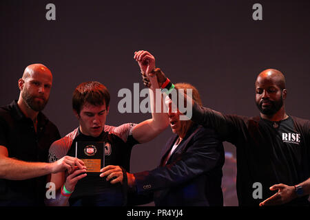 Westbury, New York, USA. 27th Sep, 2018. NICK RONAN defeated MATHEUS LUTES during the 5th RISE Invitational grappling event at the Space in Westbury, New York. Credit: Anna Sergeeva/ZUMA Wire/Alamy Live News Stock Photo