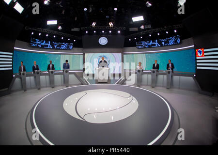 Sao Paulo, Sao Paulo, Brazil. 29th Sep, 2018. Debate of the 2018 elections with candidates for governor of Sao Paulo, in the Record TV studios. Credit: Paulo Lopes/ZUMA Wire/Alamy Live News Stock Photo