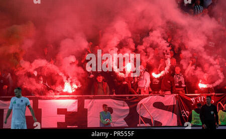 Budapest, Hungary. 29th Sept 2018. Ultra supporters of