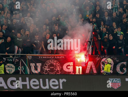 Ultras of Ferencvarosi TC rise theirs hands during the Hungarian OTP  News Photo - Getty Images