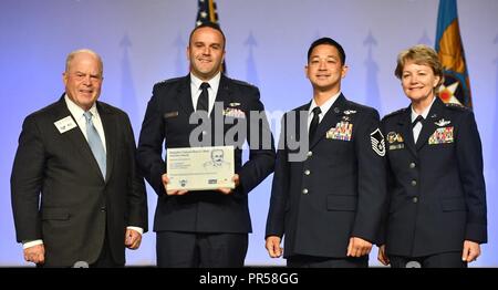 The crew of Petro 91 recieve the Brig. Gen. Ross Hoyt Award during the AFA Air, Space and Cyber Conference in National Harbor, Maryland, Sept. 17, 2018. Stock Photo