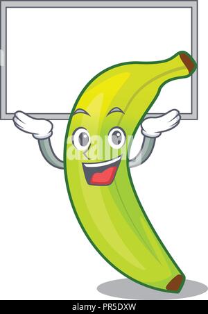 Up board green banana cartoon in the market Stock Vector