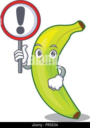 With sign green banana cartoon in the market Stock Vector