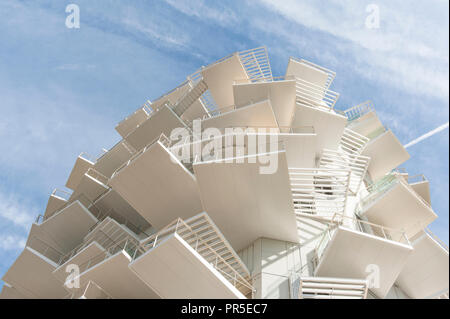 L'Arbre Blanc, a residential tree designed by Sou Fujimoto, built at the banks of the Lez river iin Montpellier, France Stock Photo