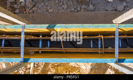 Metal Rods In Wall Closeup of metals rod supports inside wall on construction site ...