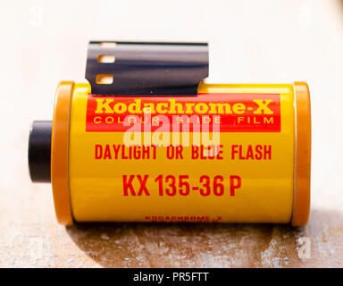 Kodak Kodachrome 35mm Transparency Film, It was first introduced in 1935 and became very popular with professional photographers for its rich colours Stock Photo