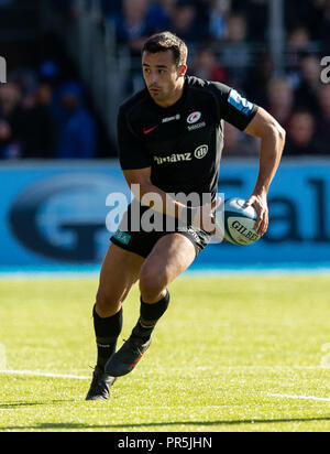 Saracens' Alex Lozowski during the Gallagher Premiership match at Allianz Park, London. PRESS ASSOCIATION Photo. Picture date: Saturday September 29, 2018. See PA story RUGBYU Saracens. Photo credit should read: Paul Harding/PA Wire. .