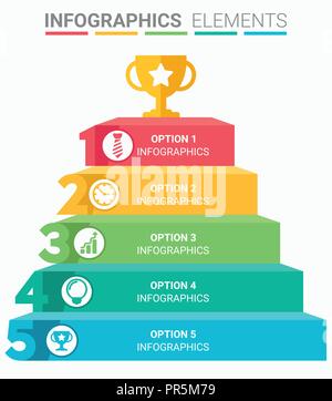 INFOGRAPHICS element abstract design the number top five list template Stock Vector