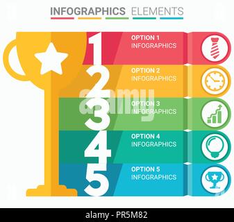 INFOGRAPHICS element abstract design the number top five list template Stock Vector
