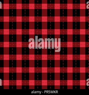 Checkered black and red seamless patterns. Vector Fashion backgrounds. Stock Vector