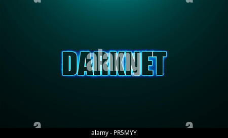 Letters of Darknet text on background with top light, 3d render background, computer generating Stock Photo