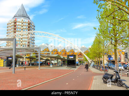 Rotterdam, Netherlands - May 03, 2018: The Cube houses in Rotterdam Stock Photo