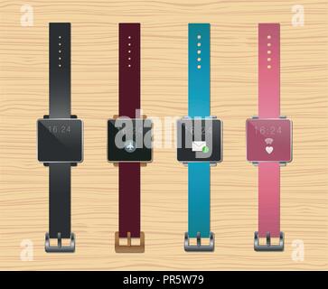 Smartwatches. Four colors Stock Vector