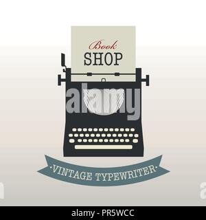 Vintage style design logo or label: Typewriter Stock Vector