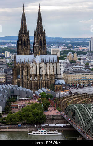 Cologne Cathedral in the industrial and university city of Cologne situated on the River Rhine in Germany. Stock Photo