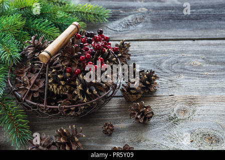 Spruce Branch Cotton Branch Red Berries Christmas Bouquet On A Blue  Background Decor Stock Photo - Download Image Now - iStock