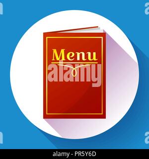 Cafe, restaurant red menu book icon in flat style. Stock Vector