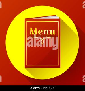 Cafe, restaurant red menu book icon in flat style. Stock Vector