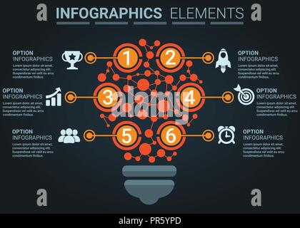 INFOGRAPHICS element abstract design light bulb with top five step concept template Stock Vector