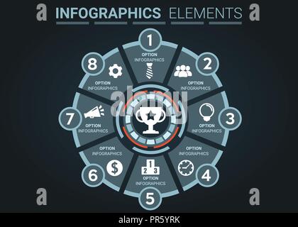 INFOGRAPHICS element abstract design the number top eight round successful event concept templat Stock Vector