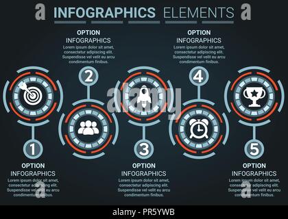 INFOGRAPHICS element abstract design the number top five timeline template Stock Vector