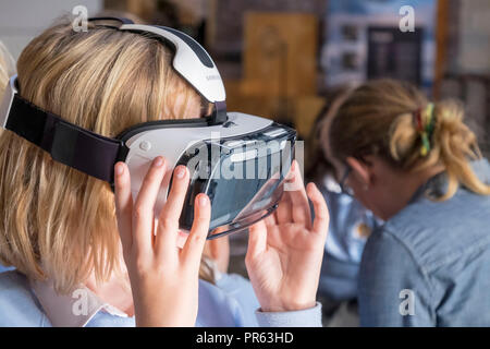 Children using VR headsets Stock Photo