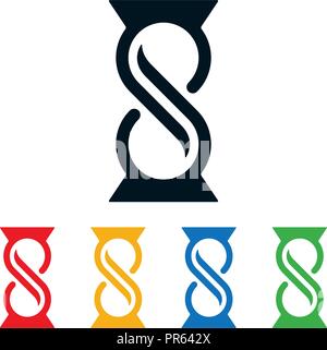 Abstract hourglass with infinity theme on white background. Icon design about time. Stock Vector