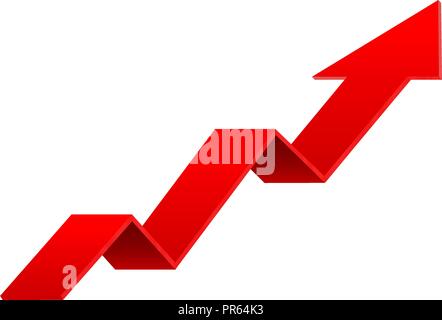 Red UP arrow. Financial indication sign Stock Vector