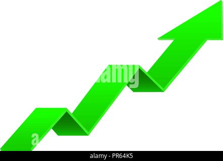 Green UP arrow. Financial indication sign Stock Vector