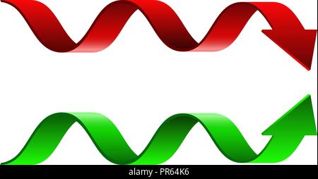 Red and green wavy arrows Stock Vector