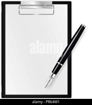 Paper journal. Blank note pad with ink pen Stock Vector