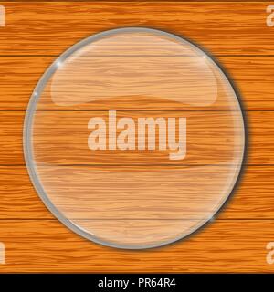 Zooming glass on wooden background Stock Vector