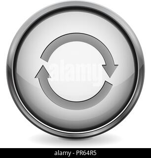Refresh button. 3d white round icon Stock Vector