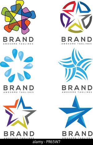 Star icons and logo collection,Star logo template, best stars media logo vector Stock Vector